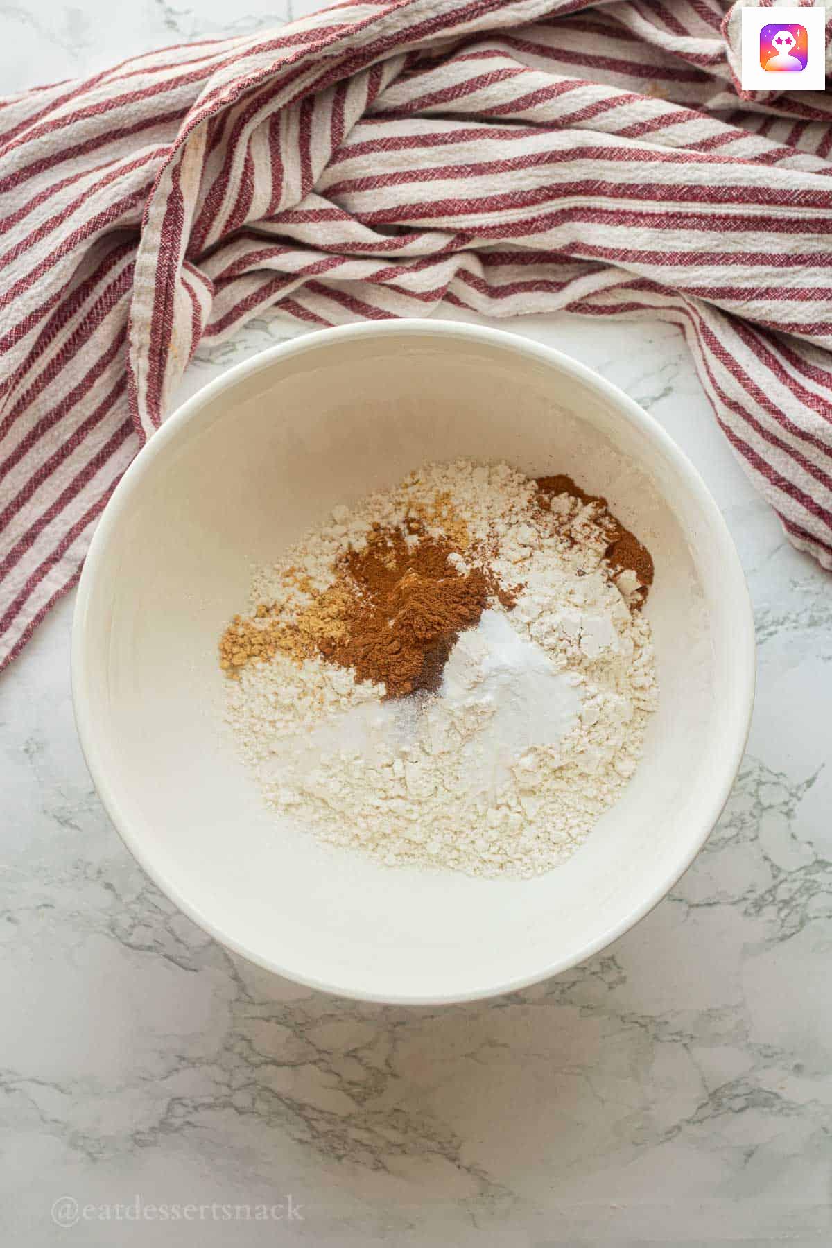 Dry ingredients in bowl.