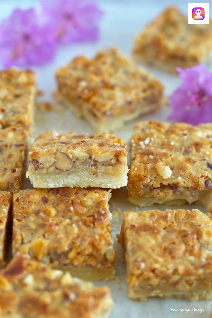 nut bars with one tipped on its side